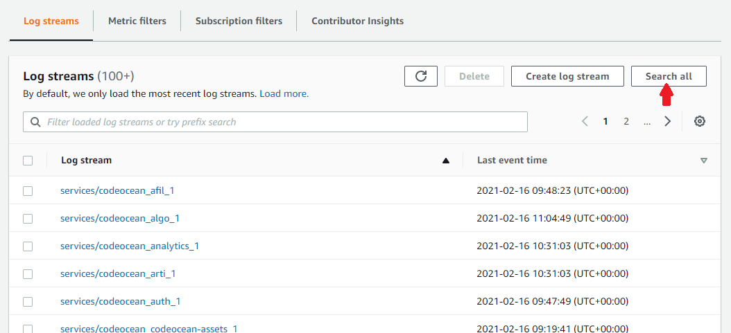 Searching Logs In AWS CloudWatch Code Ocean VPC Administration Guide