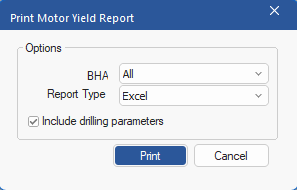 Figure 254: Motor Yield Report Dialog