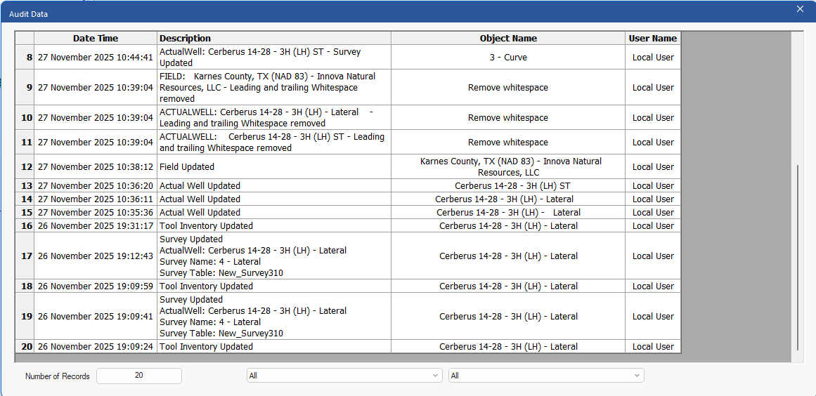 Figure 199: Audit Logs dialog