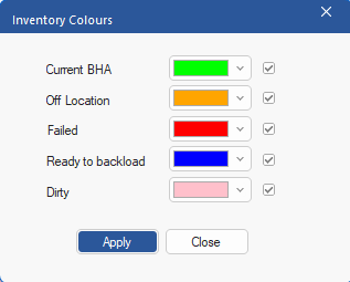 Figure 302: Inventory Colours dialog