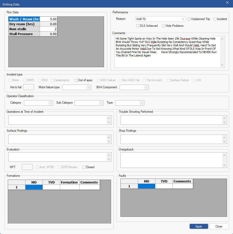 Figure 274: Drilling Data dialog
