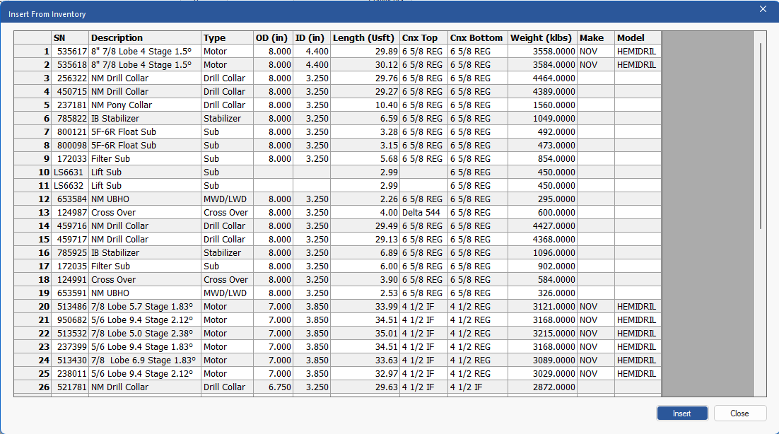 Figure 272: Insert From Inventory dialog