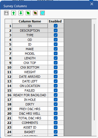 Figure 303: Inventory Columns dialog