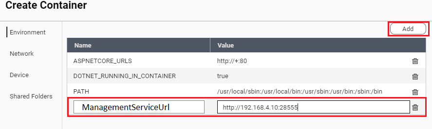create container