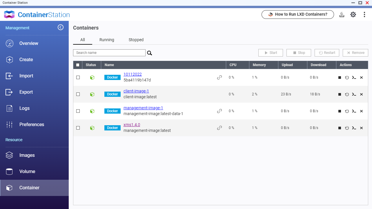 View on running container with Xopero ONE