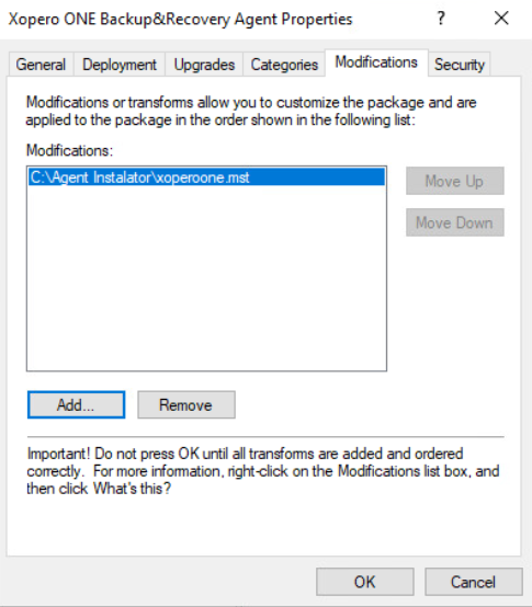Completed modifications