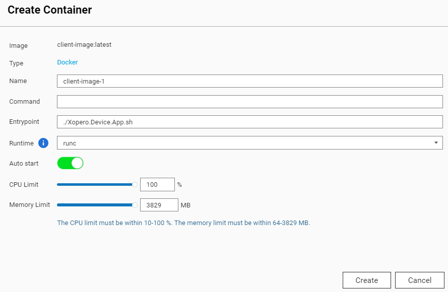 Creating container