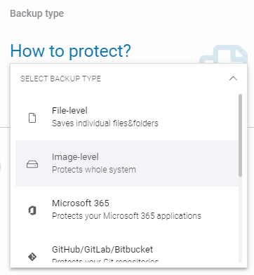 image-level backup type