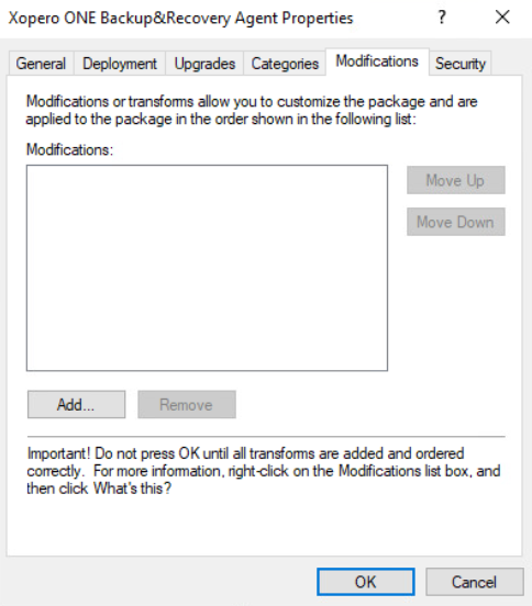opening modifications tab