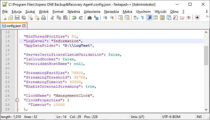 notepad  json configuration2