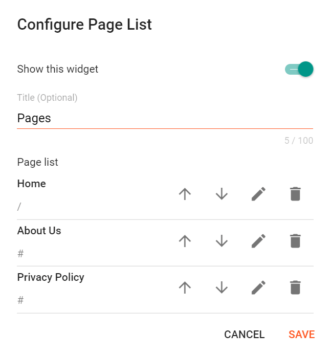 Footer menu