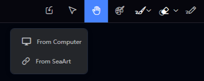 Sube materiales desde tu computadora o desde SeaArt.