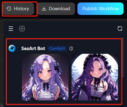 View the results in History