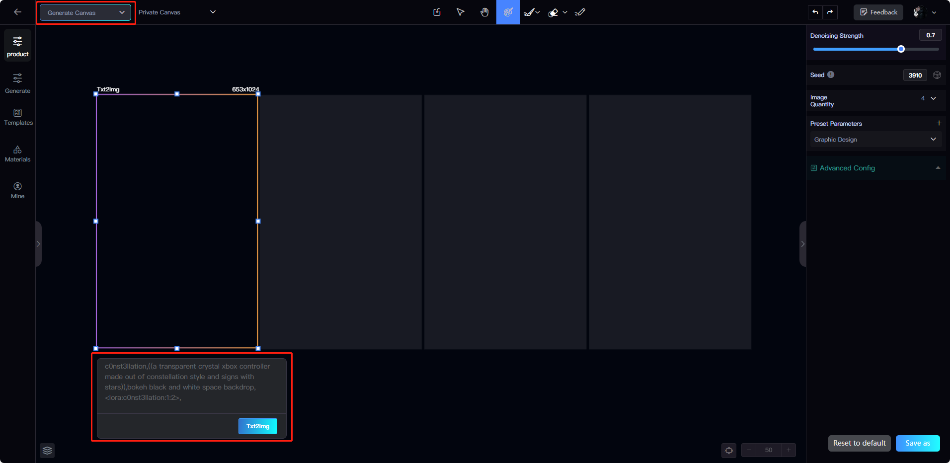 SeaArt AI Canva Interface
