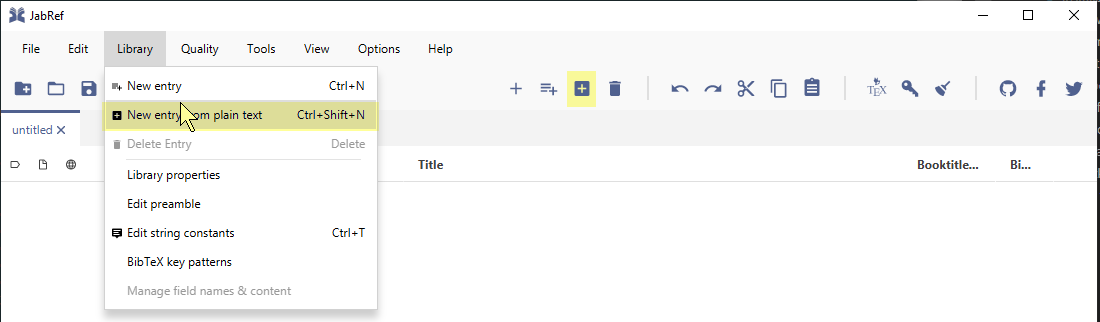 New entry from plain text