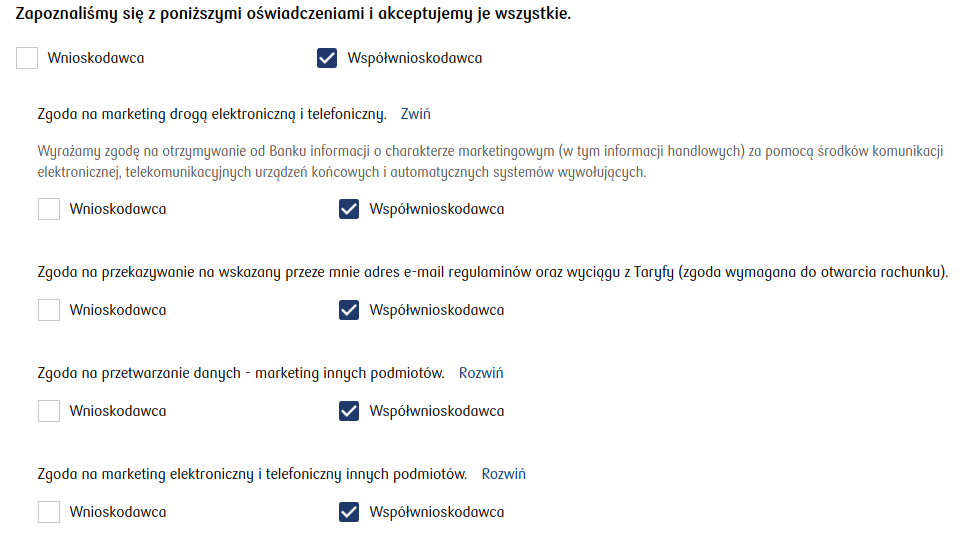 Illustration 2. Sample appearance of the component on the application (with two master checkboxes)