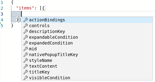 Illustration 4. Suggestions displayed after pressing the key combination Ctrl + Space
