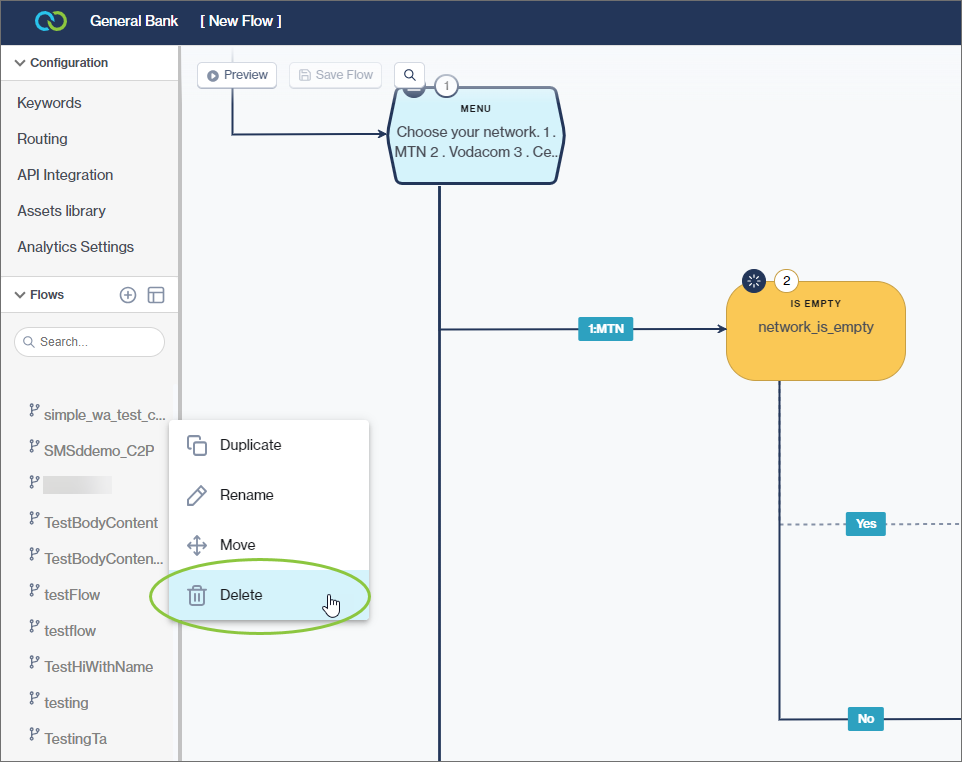 Edit/delete a workflow - Chat Flow User Guide