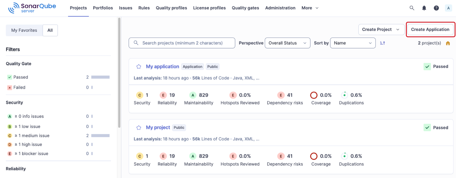 Creating an application