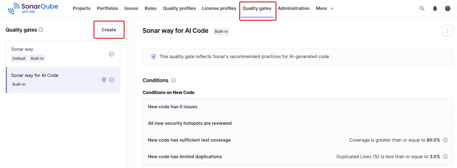 Creating a new quality gate
