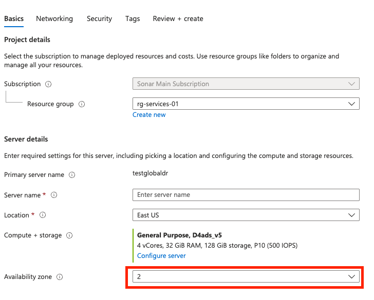 Create the replica database and set a different Availability zone that for the primary database