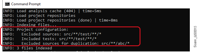 Verifying the SonarQube analysis scope properties read by the scanner by checking the analysis debug logs in your terminal.