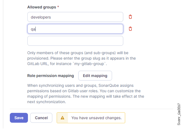 Enter the root group URL of the allowed groups in GitLab