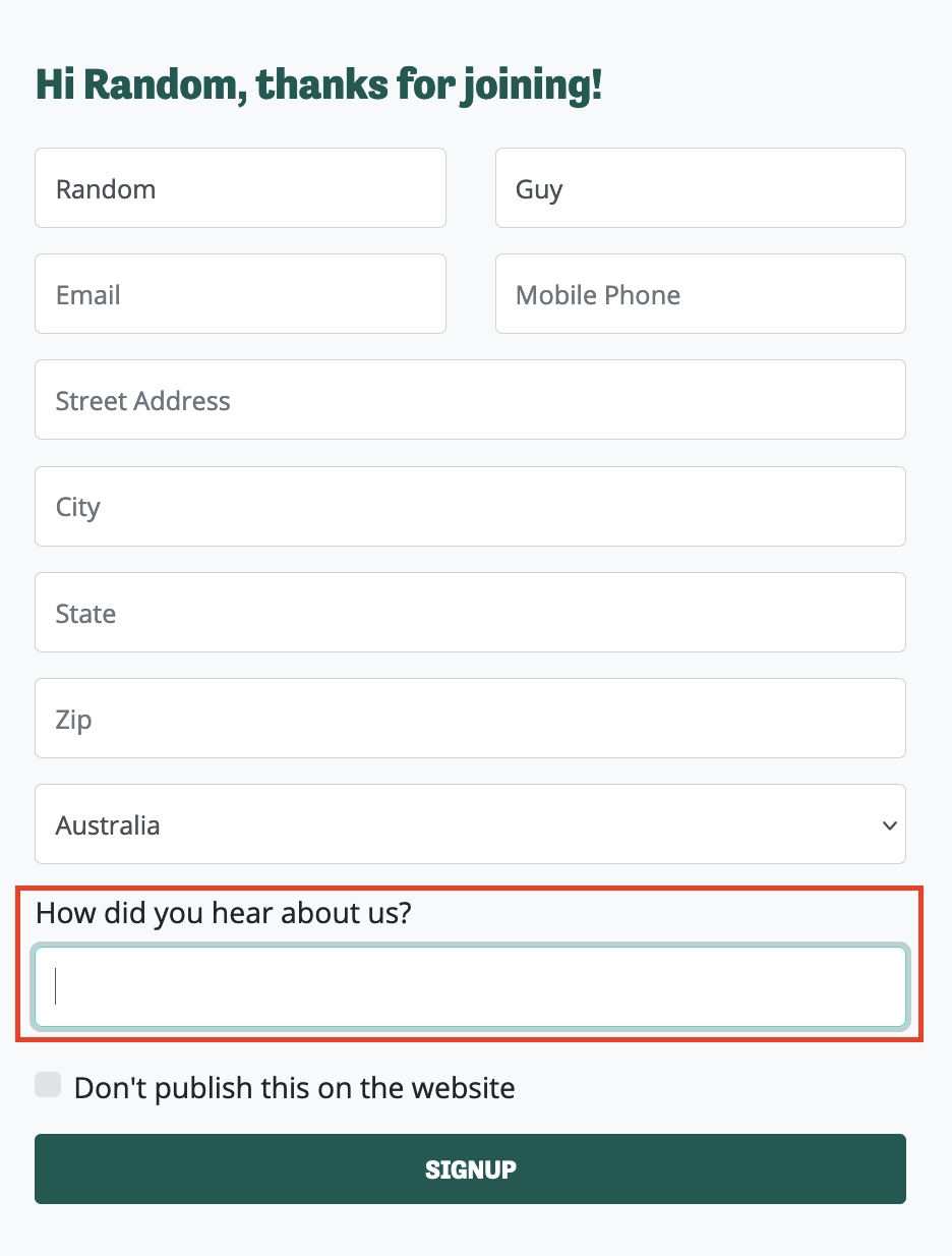 Custom Field Input Example