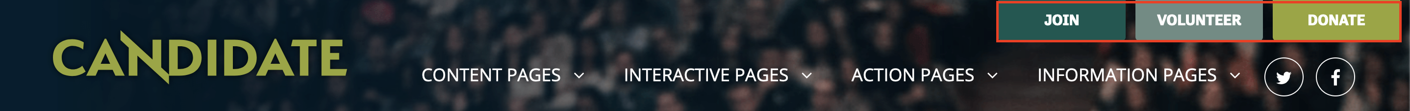 Primary action buttons in the Candidate Theme