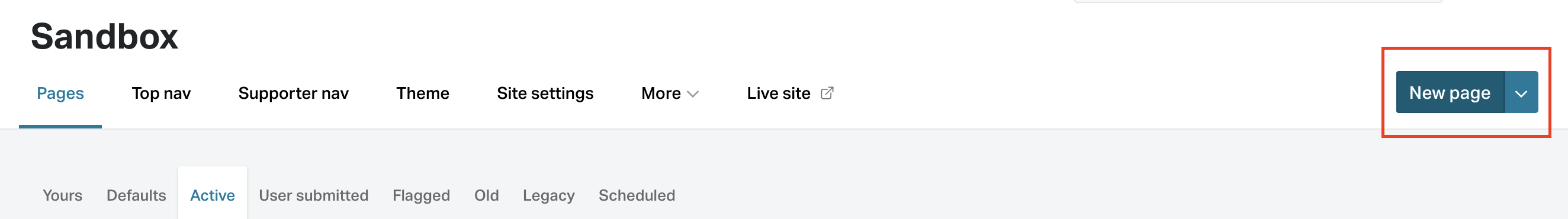 Where to find the new page button