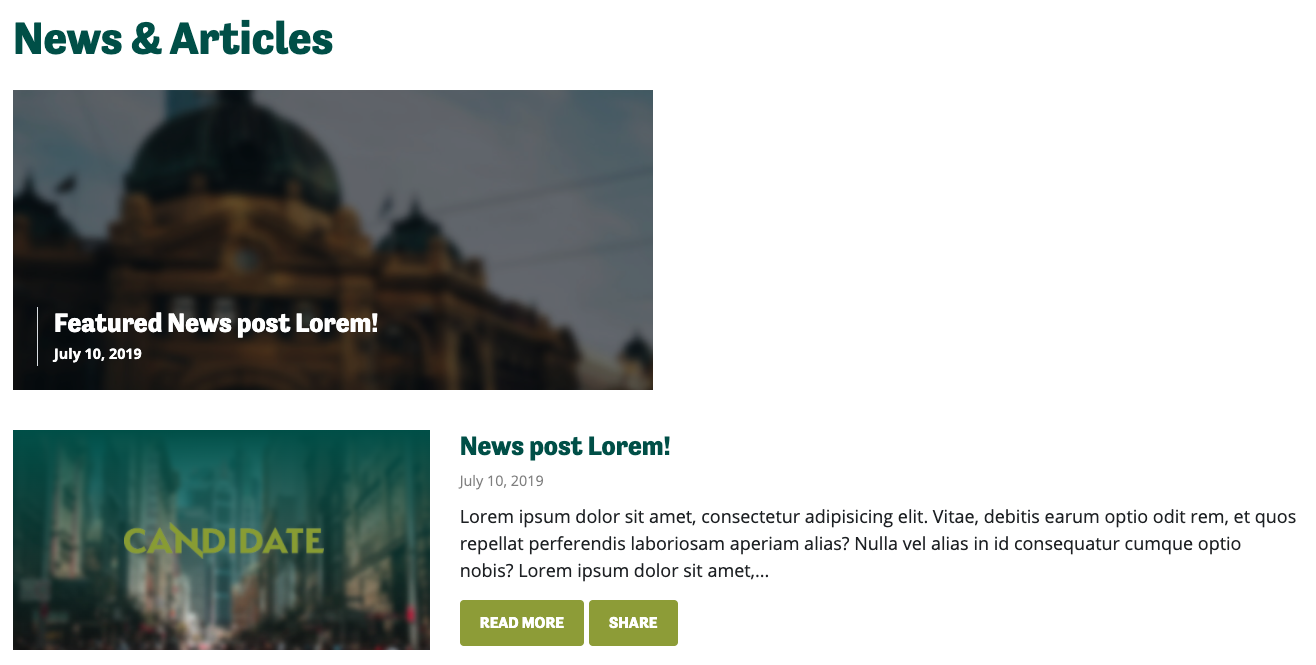 Featured Blog Post Example using Candidate Theme