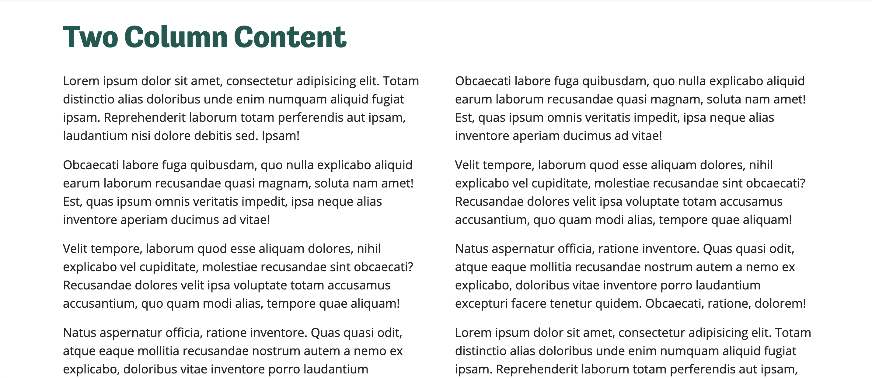 Candidates Two Column Content Example 