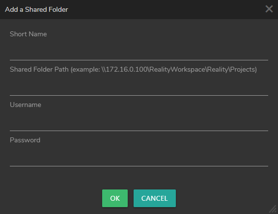 Shared Folder Adding Window