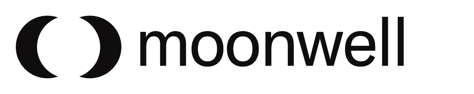 Moonwell wordmark, dark on light