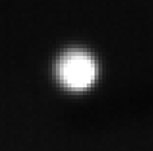 A marker displayed on an out-of-focus camera. 
