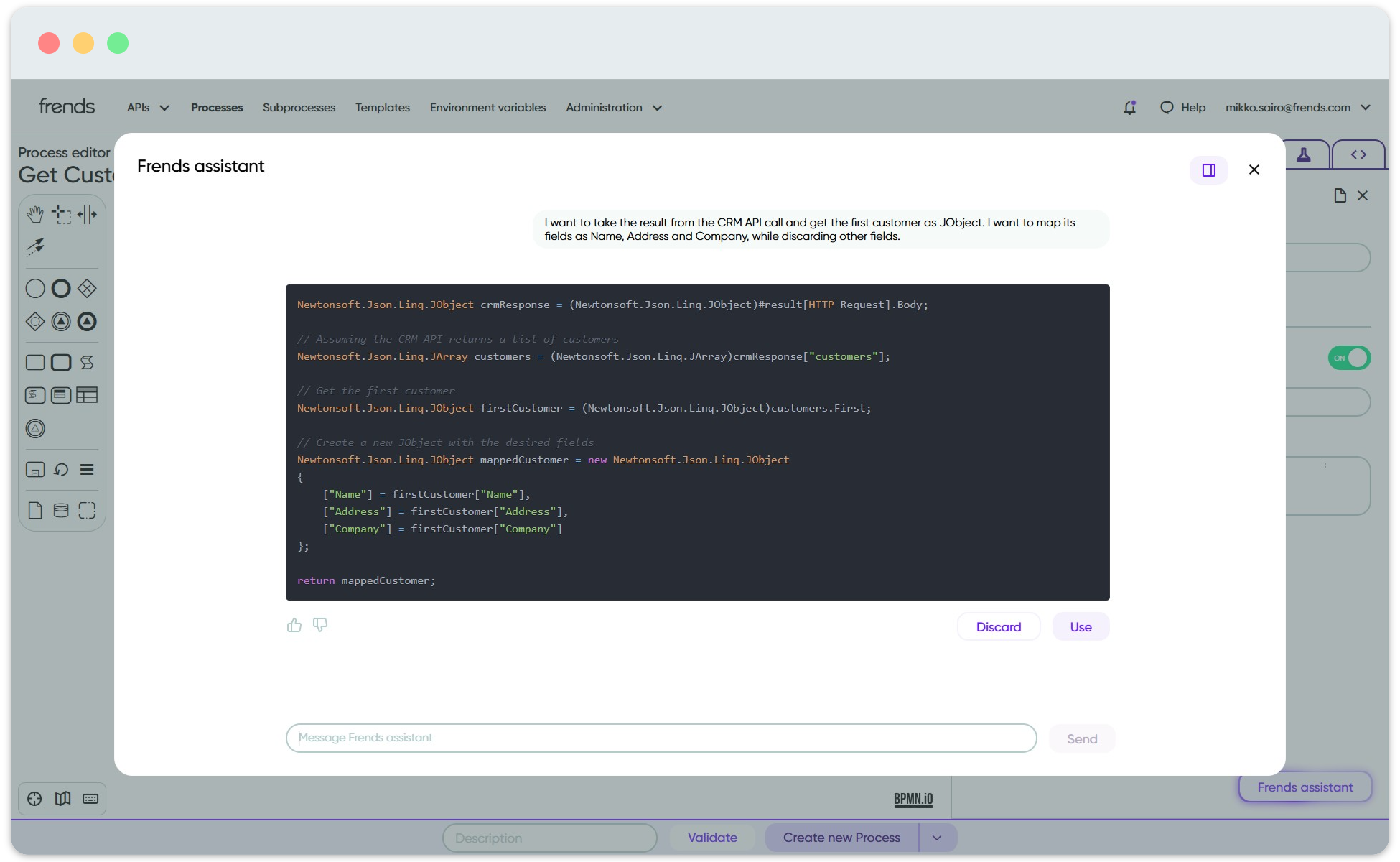 Image showing the AI Code Generator in action.