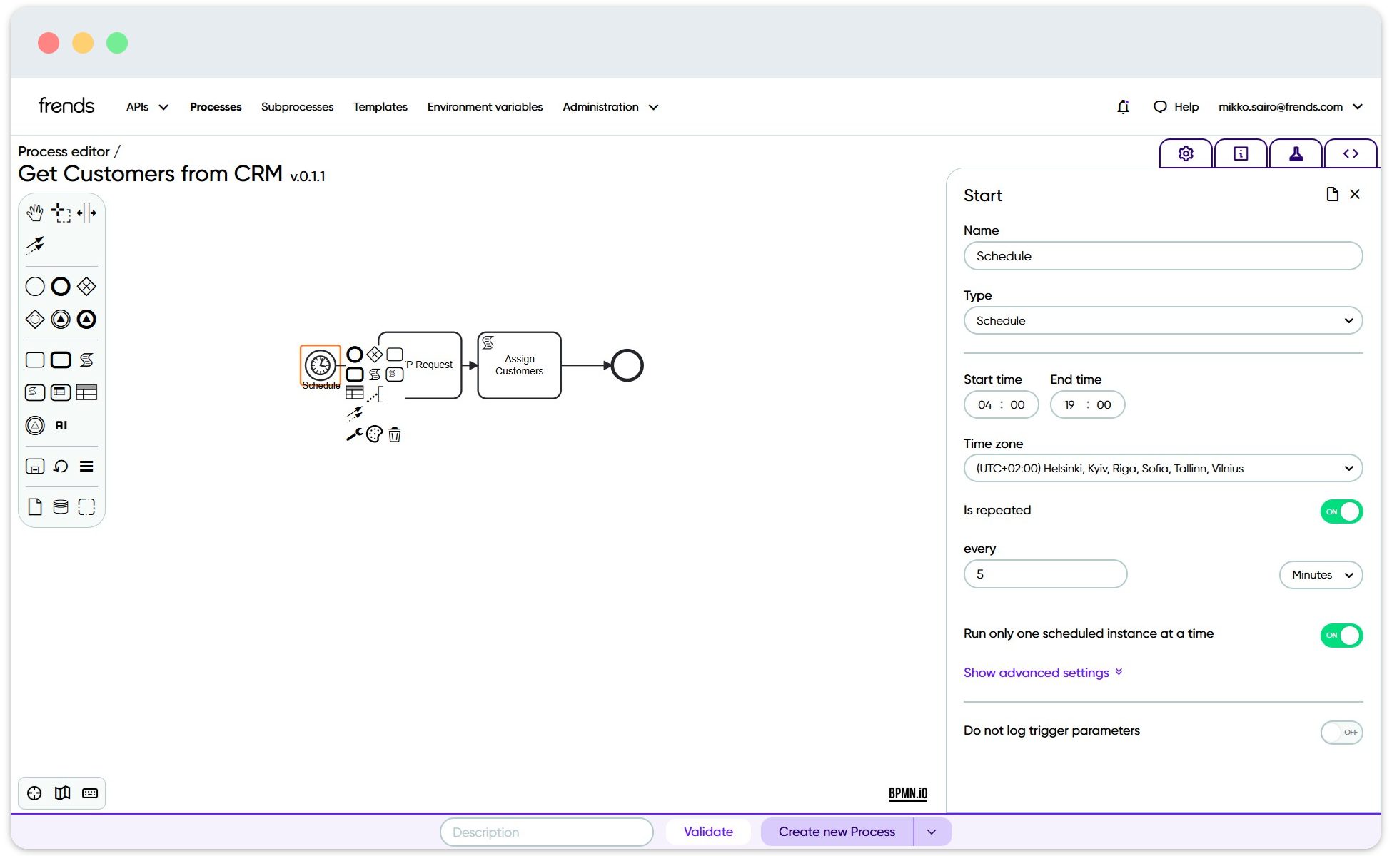 Schedule trigger is used to run process according to date and time.