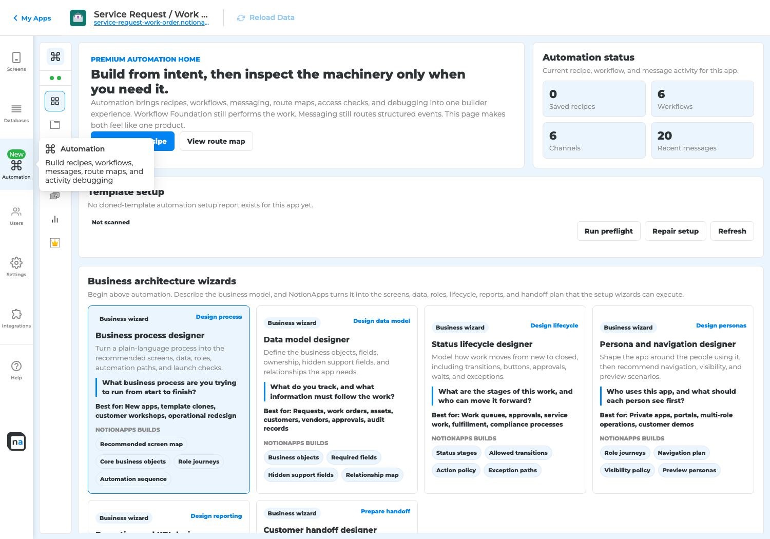 Automation Home wizard catalog.
