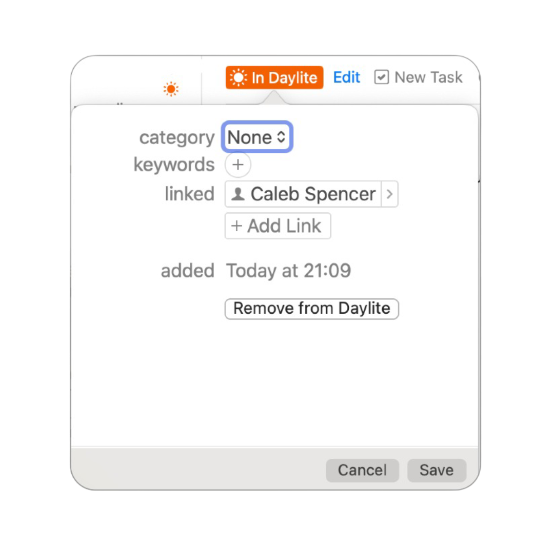editing an email's , Category, and Links