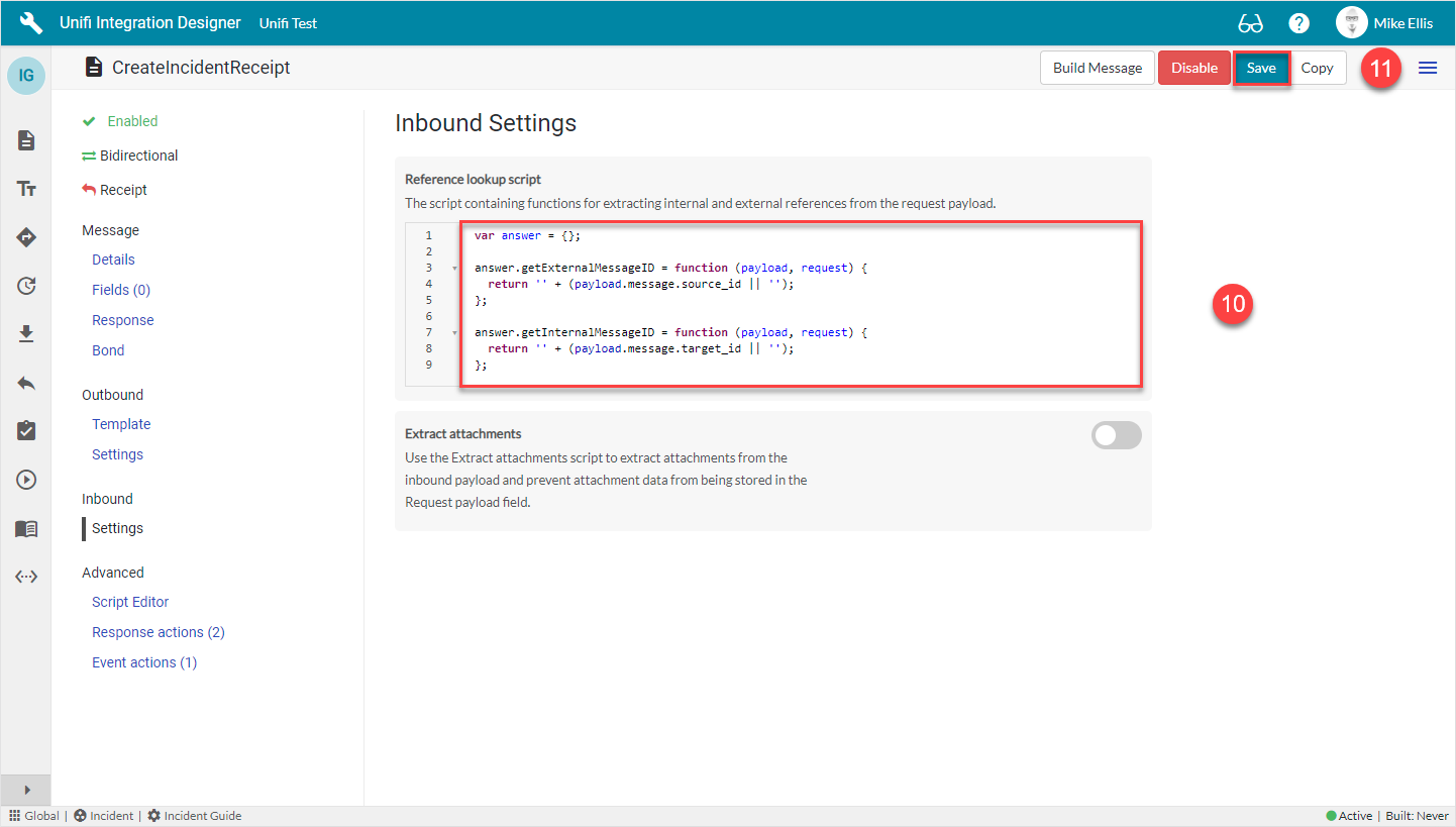 CreateIncidentReceipt Message Unifi Documentation