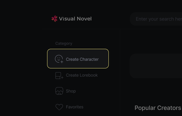 Create Character Button Screenshot