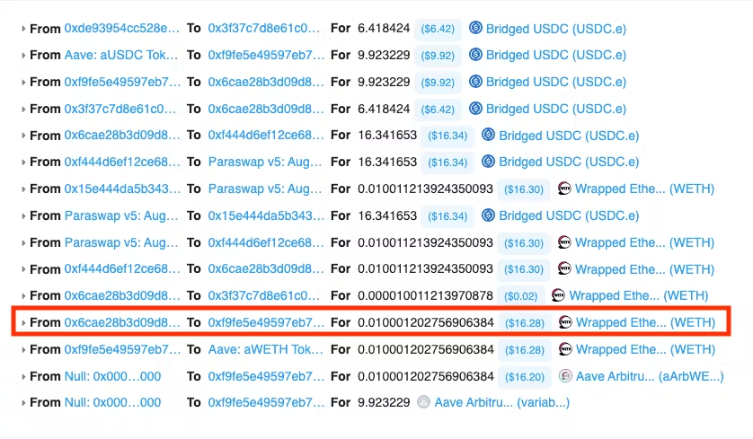 12) Contango transfer the remaining ETH ($16.28) to the proxy account that represents the trader’s position.