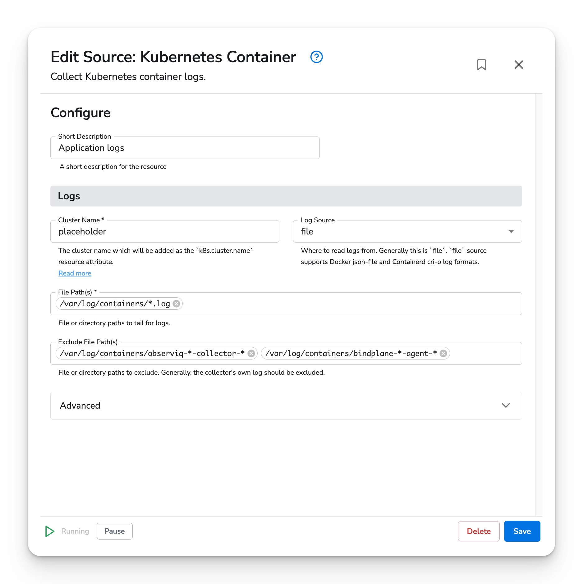 Bindplane docs - Kubernetes Dynamic Cluster Name - image 1