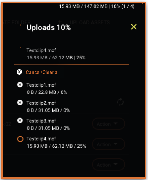 Cosmo Web Upload - detailed upload information