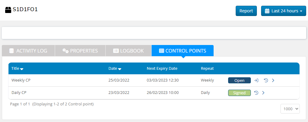 Open the Control points tab in object view