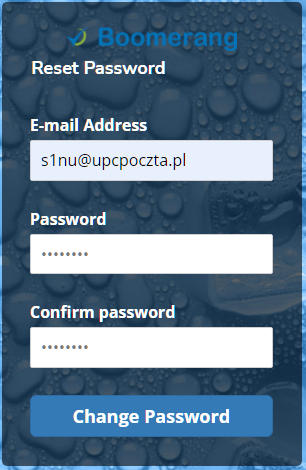 Password and Confirm password fields