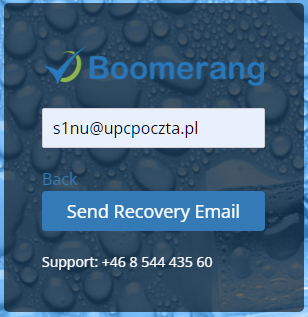 Send Recovery Email button