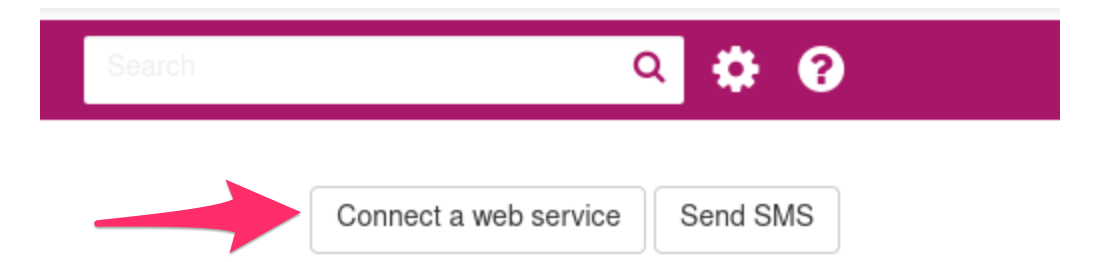 Connect a web service button pointed by a red arrow