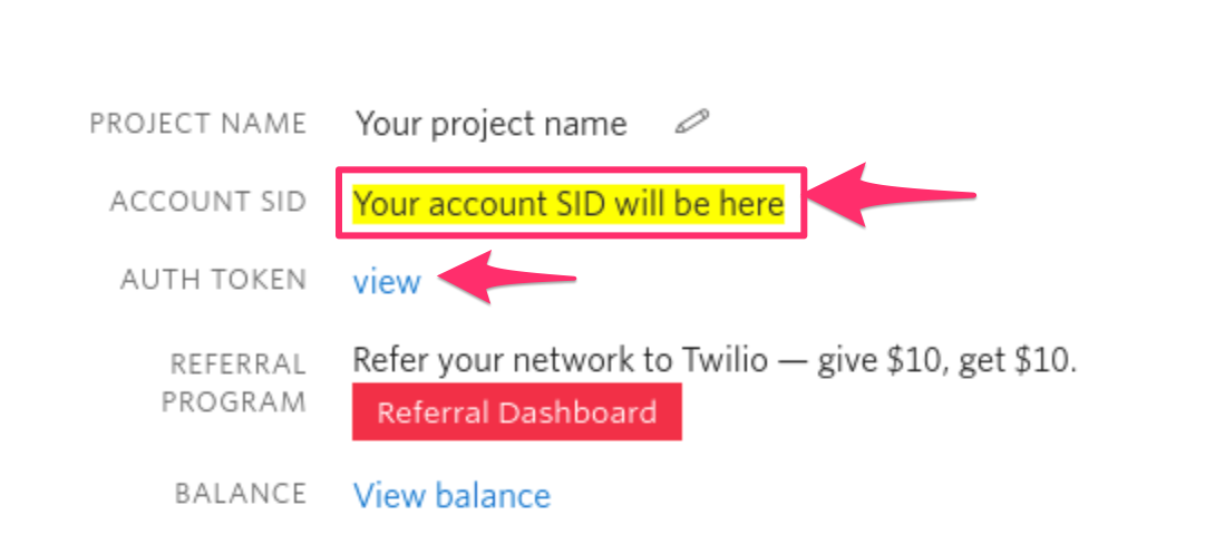 Account SID field highlighted