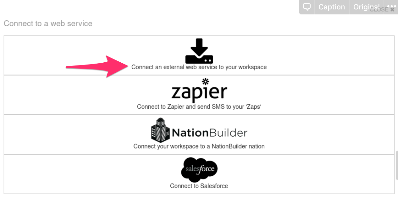 Connect an external web service to your workspace